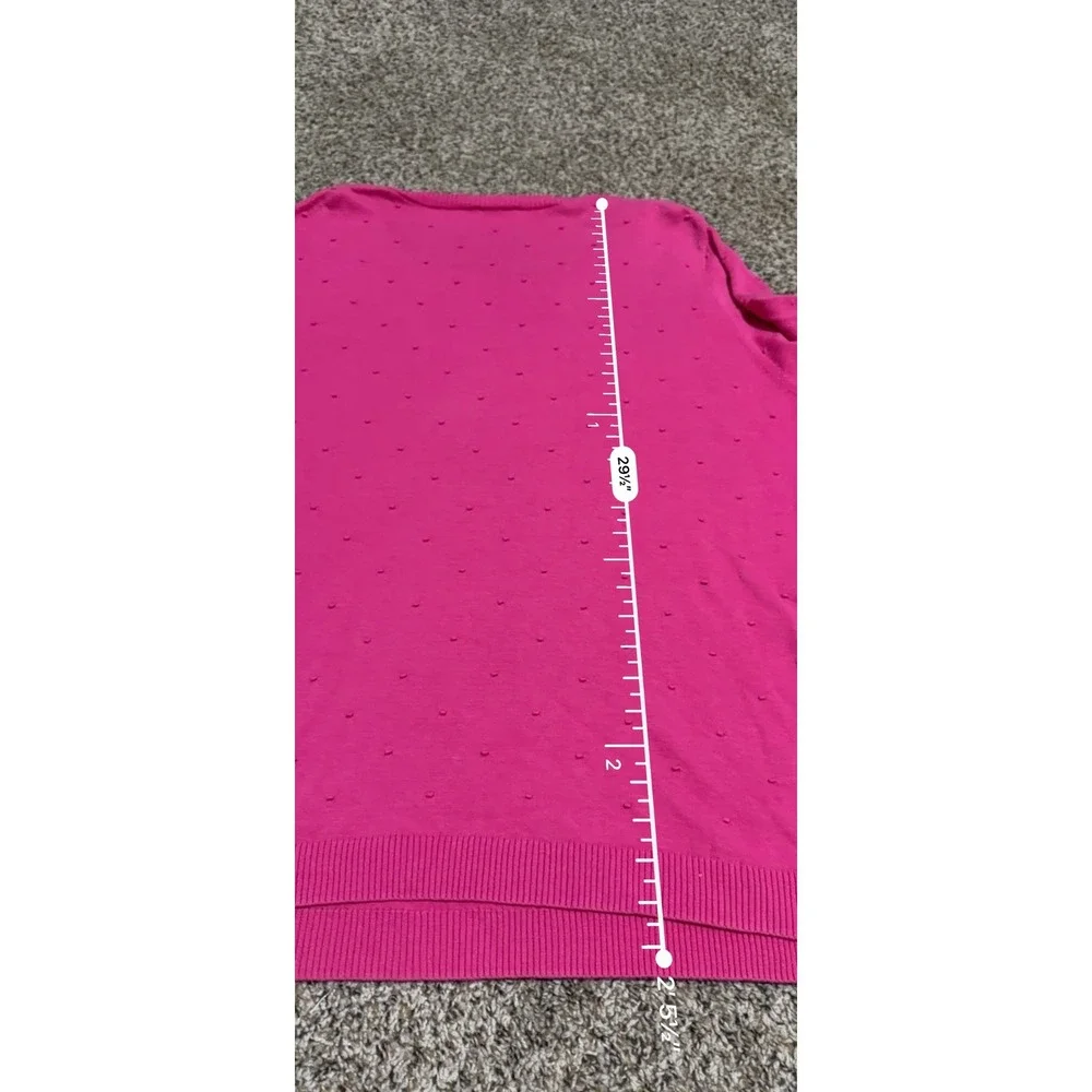 Talbots Woman Pink 100% Cotton Textured Dot Crew Neck Sweater Plus Size 3X